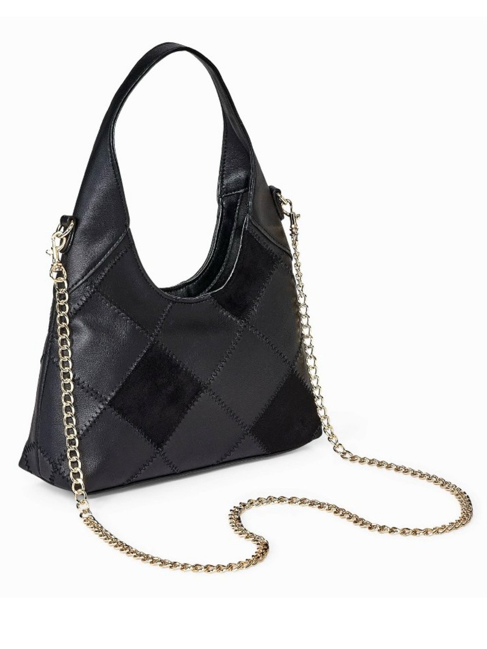 Universal Thread Black Quilted Handbag with Detachable Gold Chain Strap NWT